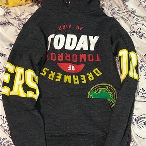 Dreamers Charcoal Hoodie with Yellow and Red Accents